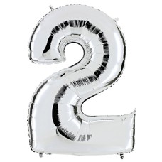 Balon srebrni "2" 100 cm 1 kom