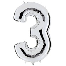 Balon srebrni "3" 100 cm 1 kom