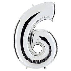 Balon srebrni "6" 100 cm 1 kom