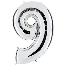 Balon srebrni "9" 100 cm 1 kom