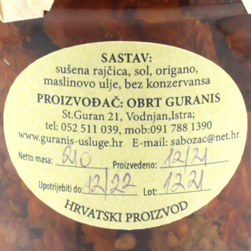 Sušena rajčica u maslinovom ulju 210 g