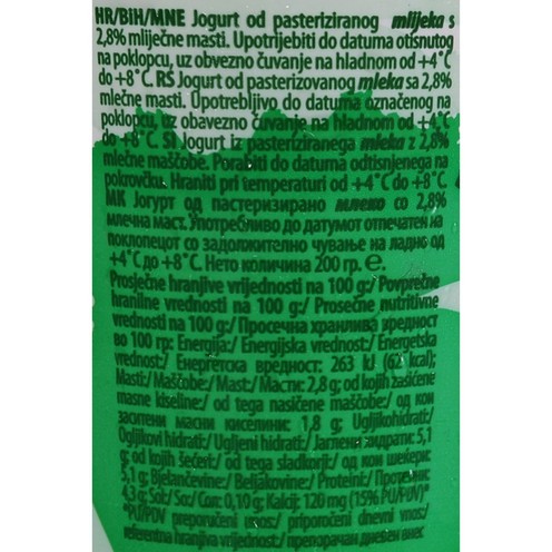 'Z bregov jogurt 2,8% m.m. 180 g