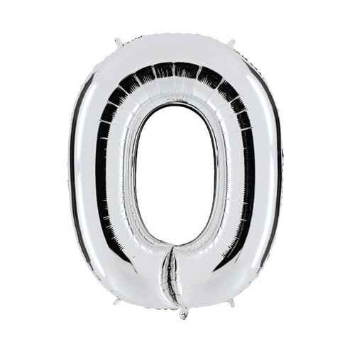 Balon srebrni "0" 100 cm
