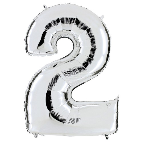 Balon srebrni "2" 100 cm 1 kom