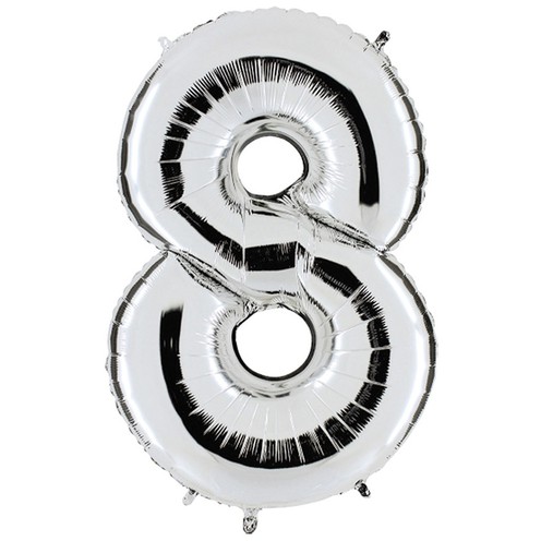 Balon srebrni "8" 100 cm 1 kom