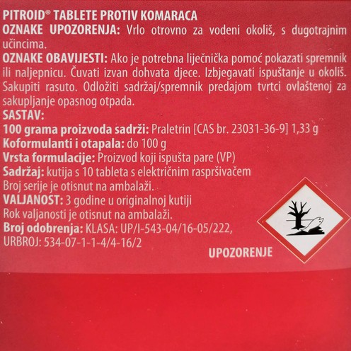 Pitroid električni aparat protiv komaraca i tablete 10/1