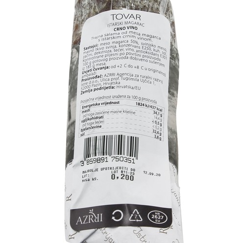 Salama Istrijana Tovar crno vino 200 g