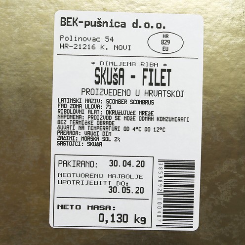 Skuša dimljena filet 130 g