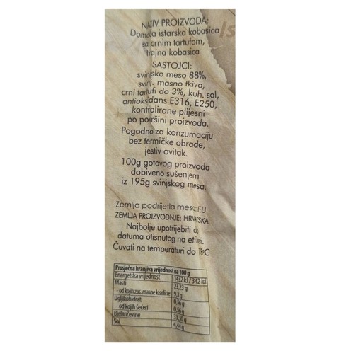 Suha istarska kobasica s tartufima 167 g