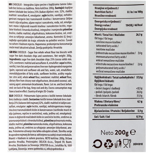 Chocolix keksi bez šećera 200 g