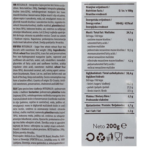 Integralix keksi bez šećera 200 g