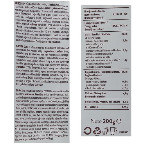 Zobelix keksi bez šećera 200 g