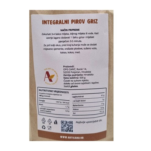 Integralni pirov griz 500 g