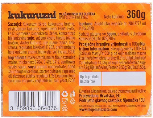 Kruh kukuruzni miješani 360 g