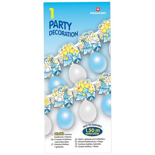 Baloni plavi 8 kom i girlanda 150 cm