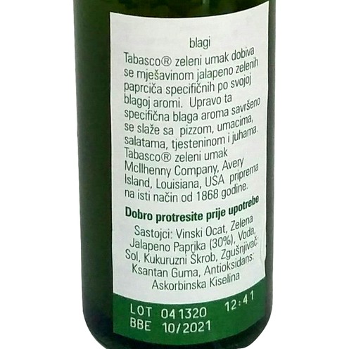 Tabasco zeleni blagi umak 60 ml