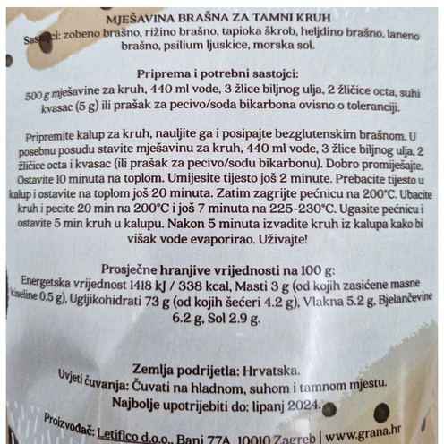 Mješavina brašna za tamni kruh 500 g