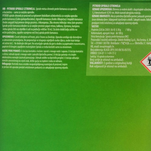 Spirale protiv komaraca s mirisom citronelle Pitroid 10 komada 