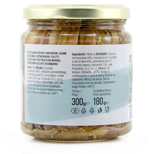 Fileti slanih inćuna (motar, sušene rajčice, ružmarin) 300 g