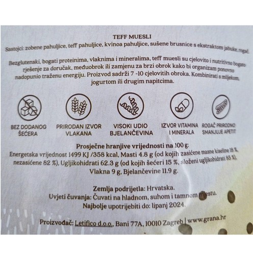 Teff muesli 500 g