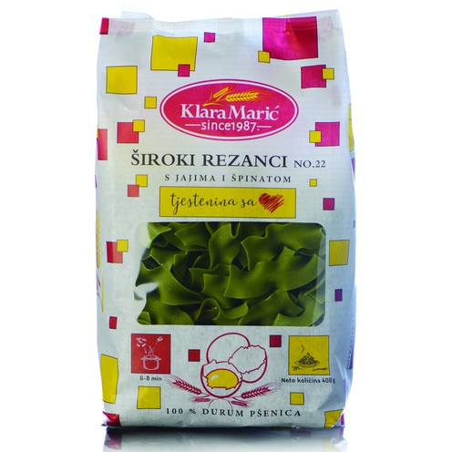 Široki rezanci s jajima i špinatom 400 g